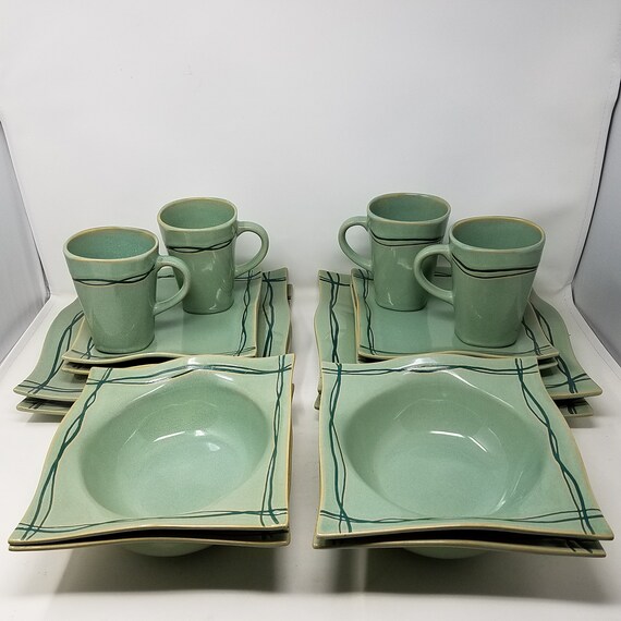 Vintage Studio Nova Dinnerware Set Mystic Cove Green HA101 Etsy