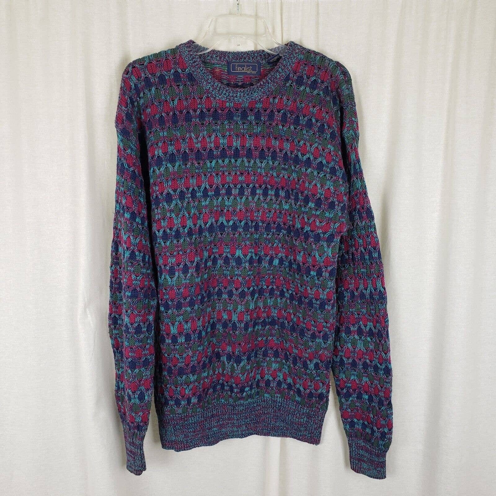 Vintage Finalist Knit Sweater 80s 90s Cosby Ugly Biggie Smalls 