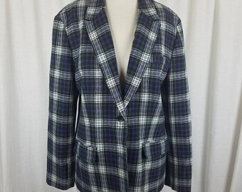 Chaqueta blazer vintage Pendleton de tartán a cuadros, 100 % lana virgen pura, para mujer, talla M, EE. UU.