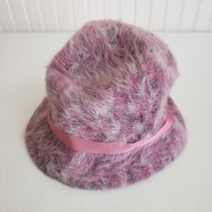 Vintage Kangol Cascade England Pink Angora Fur Bucket Hat Belted Womens England image 2