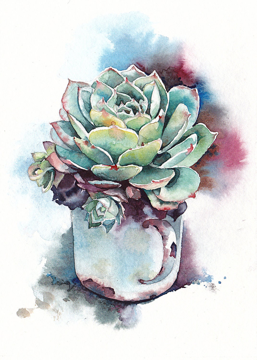Succulent Print Succulent Watercolor Succulent Art | Etsy