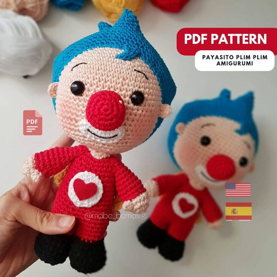 Plim Plim plush Clown plush 16 in handmade soft decoration, made to order