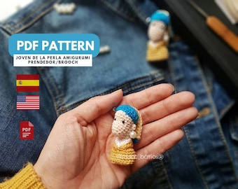 PATTERN/PATTERN Girl with a Pearl Earring Amigurumi Brooch
