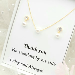 8mm Pearl Dangle Earring & Necklace Set. Cubic zirconia  with 8mm Pearl Dangle Earring  Necklace Set. Bridesmaid  necklace set. Flower girl