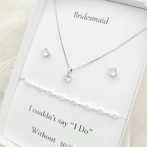 925 Silver Chain with Cubic Zirconia Necklace. Cubic Stud Earring. 925 S.Cubic Bracelet, Necklace,Stud Earring Set. -2Colors