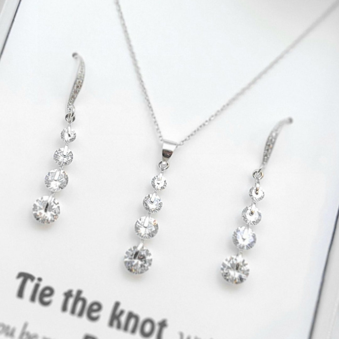 Crystal Teardrop Necklace Set