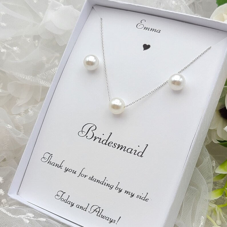 10mm Pearl Necklace Stud Earring Set. 10mm Silver Pearl Stud Etsy