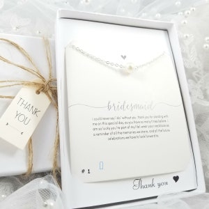 Bridesmaid Necklace. Pearl Bridesmaid Necklace. Personalized Bridesmaid Gift. Bridesmaid Pearl necklace.