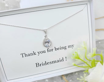 AAA Cubic Zirconia Set of 5 Bridesmaid Necklace. Bridesmaid Necklace Gift.Set of 5 Tears Drops Necklace. Bridesmaid Tears Drops Necklace.