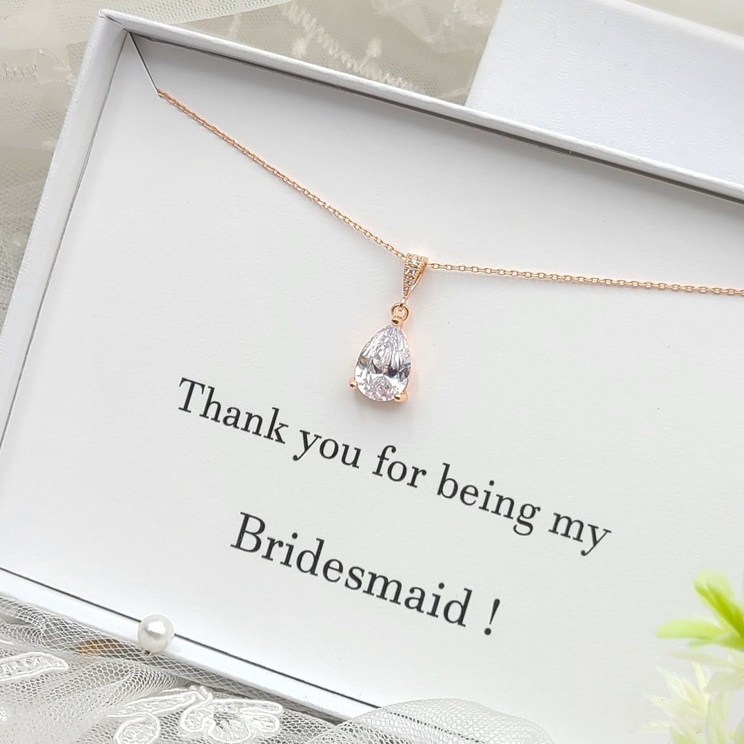 thumbnail image 2 of Brandie Jo Linn's Women's Rose Gold-Tone Crystal Rhinestone Pink Teardrop Pendant Necklace - Adjustable 2 of 4