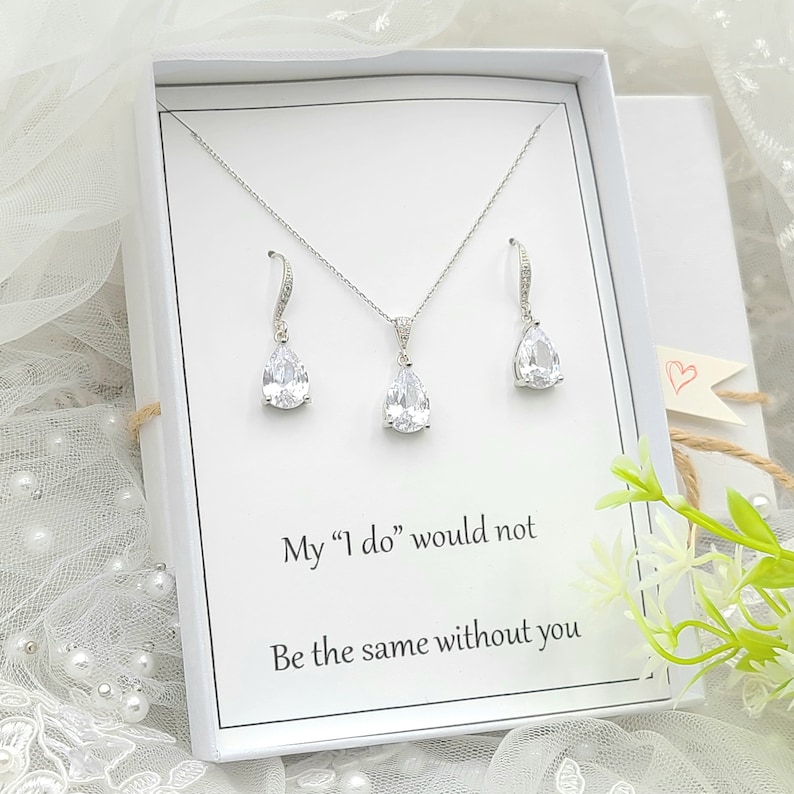 Sterling Silver Cubic Zirconia Tear Drop Pendant On Chain main image 1