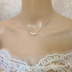 6MM+8MM+6MM Pearl Necklace 8MM Stud Earring. Bracelet 3Set. 925 Ear Post  8mm Pearl Stud Earring.Dainty Pearl Necklace. - 3Colors
