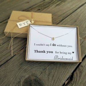Tiny Inital Bridesmaid necklace, Personalized Bridesmaid gift, Tiny necklace. Bridesmaid Inital necklace gift