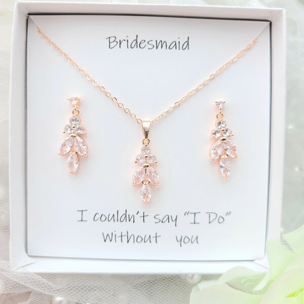 Leaf Necklace & Earring Set. Rose Gold , Silver, Gold   Leaf Necklace and Earring.  Bridesmaid Jewelry Set. Maid of Honor Jewelry Set.