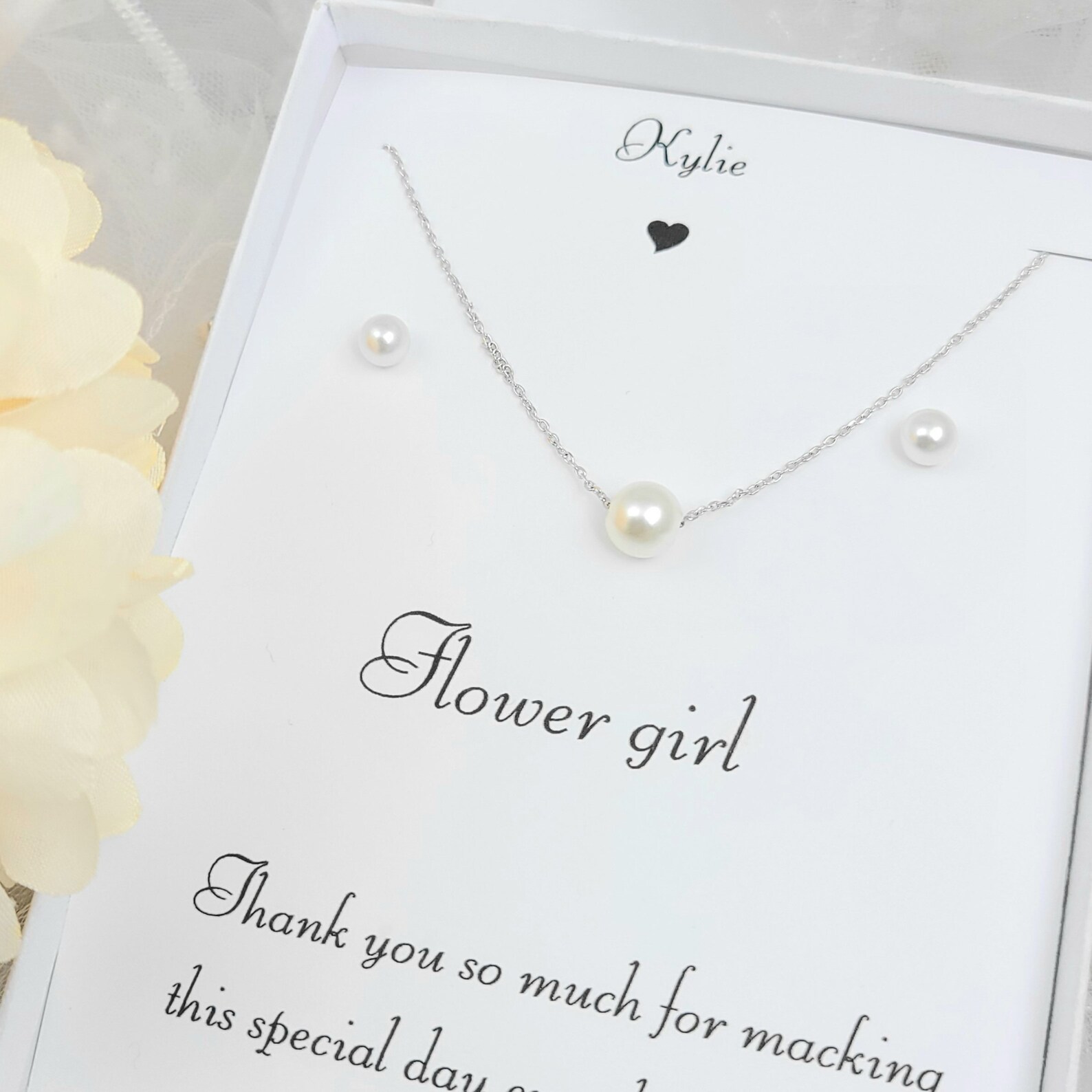 Flower Girl Pearl Necklace Set. Flower Girl Pearl Stud Earring Etsy