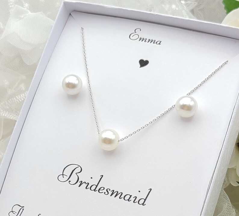 10mm Pearl Necklace Stud Earring Set. 10mm Silver Pearl Stud Etsy