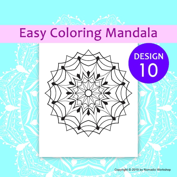 Easy Coloring Page Easy Mandalas Coloring Page For Kids Etsy