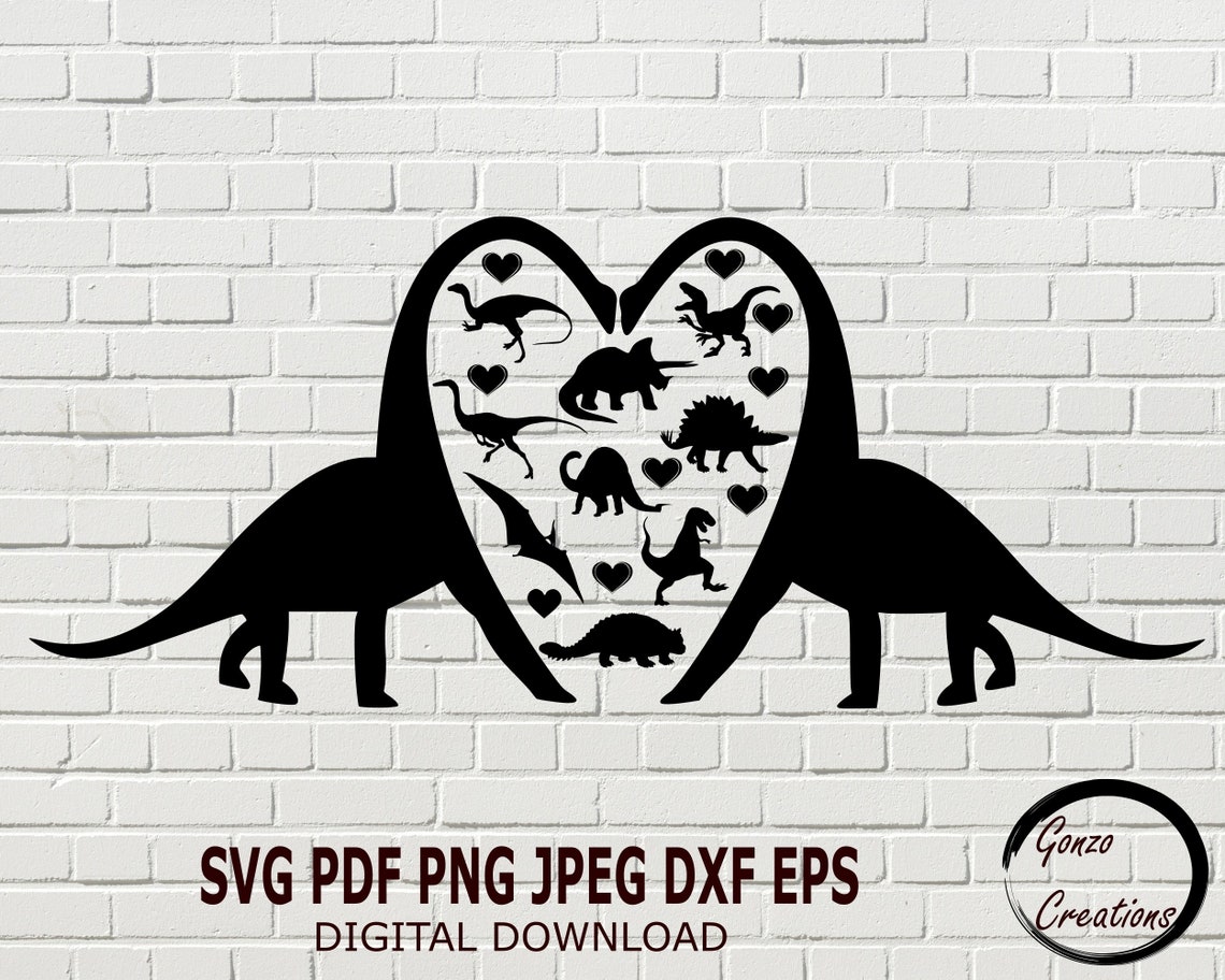 Dinosaur Heart Silhouette Svg Svg Files for Cricut - Etsy