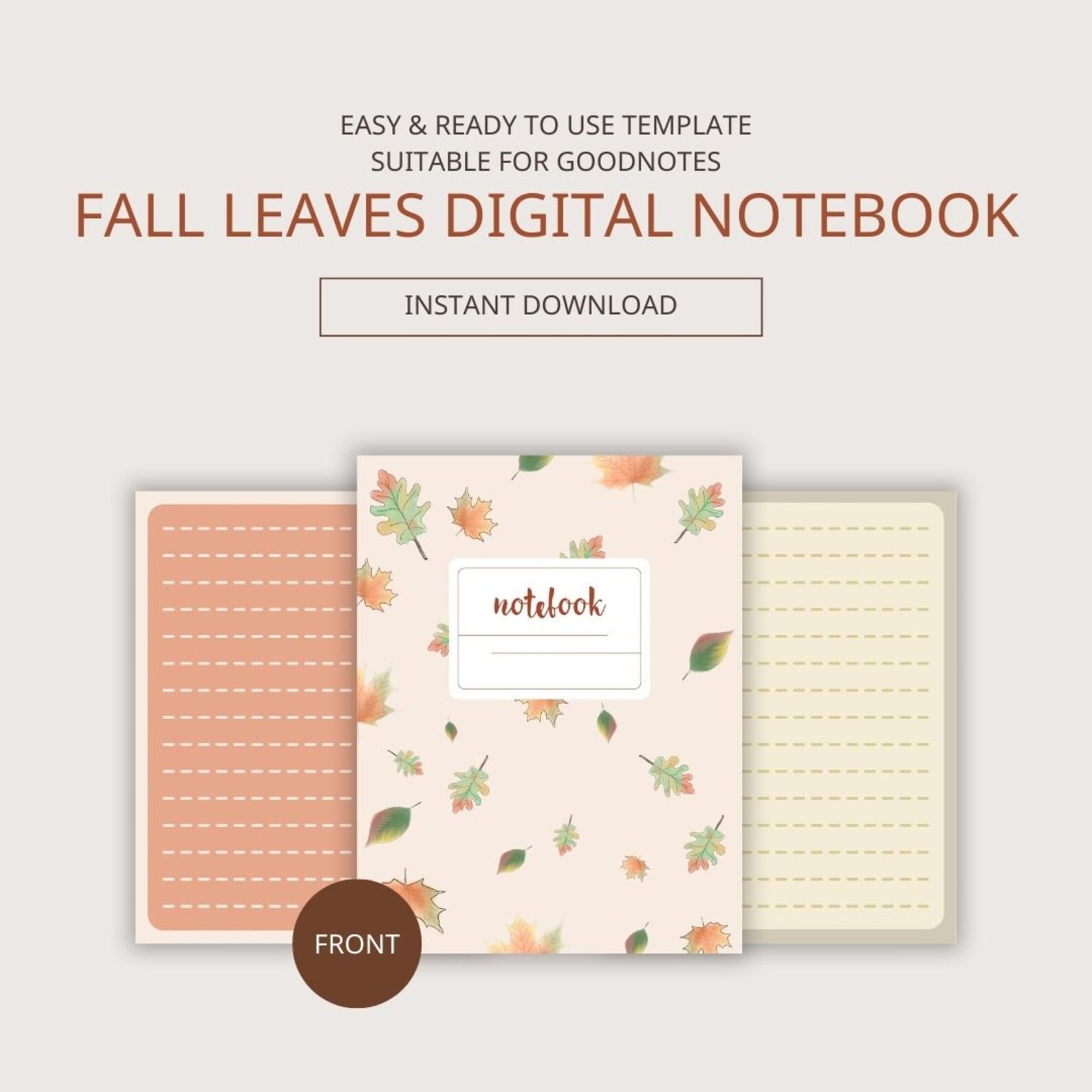 Fall Leaves Digital Notebook for Goodnotes | US Letter Size | PDF ...
