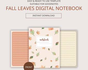 Fall Leaves Digital Notebook for Goodnotes | US Letter Size | PDF Planner