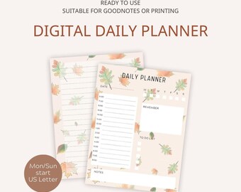 Fall Leaves Daily Digital Planner | US Letter (PDF Download)