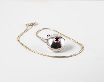 Sterling Silver Rhodolite Garnet Nugget Pendant Necklace