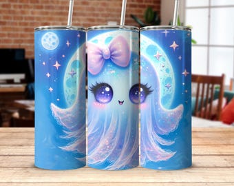 Diseño adorable de fantasma para vaso, 20 oz, imagen PNG digital espeluznante (descarga digital)