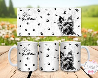 Yorkshire Terrier Dog Mug Wrap, Yorkie Lover Gift, Sublimation Design (Digital Download)