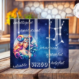 Virgo Zodiac Tumbler Wrap, 20oz Tumbler Design, Astrology Tumbler, Horoscope Digital Download, Zodiac Sign, Trendy Tumbler