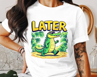 Alligator später Digitaler Download, cooles Krokodil PNG Clipart, lustige Reptilienkunst, Cartoon Gator Illustration, Tropische Vibes, Sommer Bild