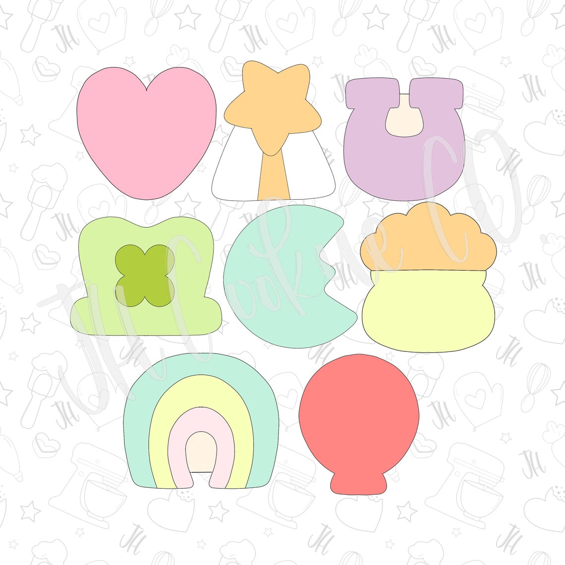 Without cutoutLucky Charms Marshmallow Mini cookie cutter set Etsy