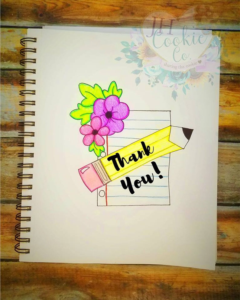 Floral Notebook Paper With Pencil Banner Cookie Cutter Etsy