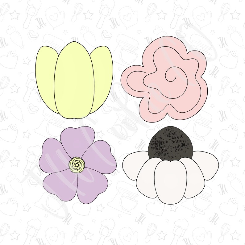 Spring Flowers Mini Cookie Cutter Set Etsy