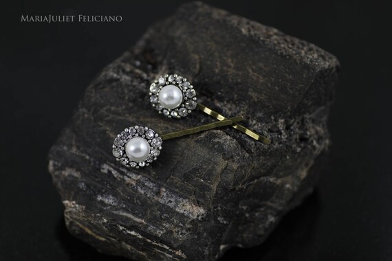 Vintage Wedding Hair Pins Bridal Bobby Pin Crystal Hair Etsy