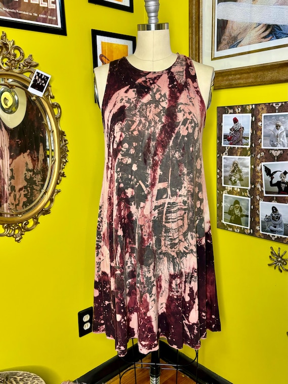 RagLuxe Black Bleached Distressed Print Knit Dress