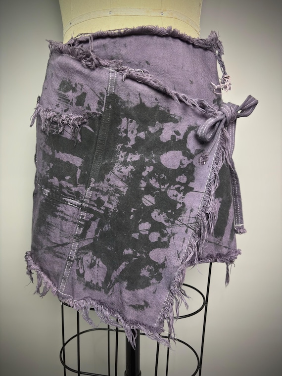 RagLuxe Raw Edge Purple Denim Wrap Skirt