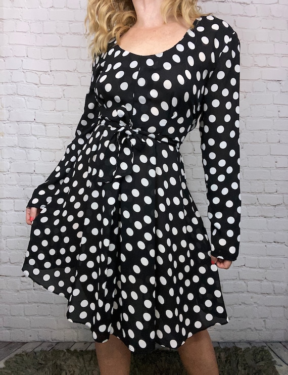 Vintage 90s Big Polkadot Semi Sheer Polyester Dress Small Medium - Etsy