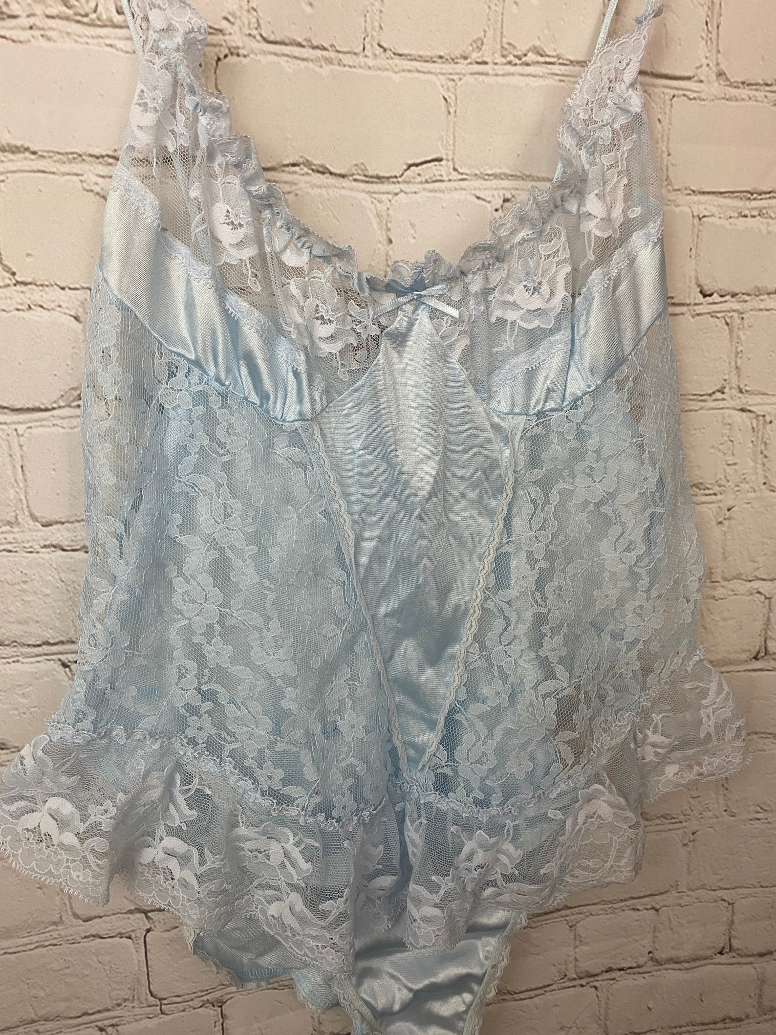 Vintage 80s Baby Blue Lace Teddy Babydoll Onesie Small - Etsy