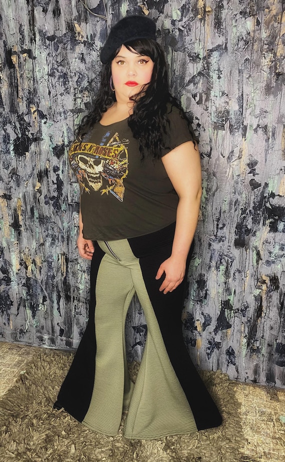 RagLuxe Black Rib Knit 70's Bellbottom Pants