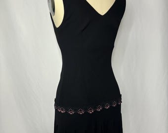 Vintage Black 90s Shredded Lace Midi Dress Small Medium