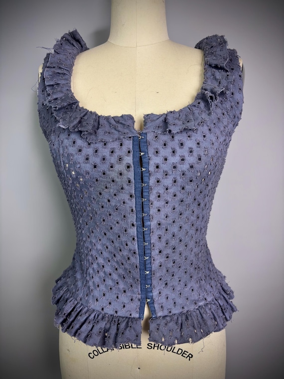 RagLuxe Distressed Violet Lace Up Corset Top