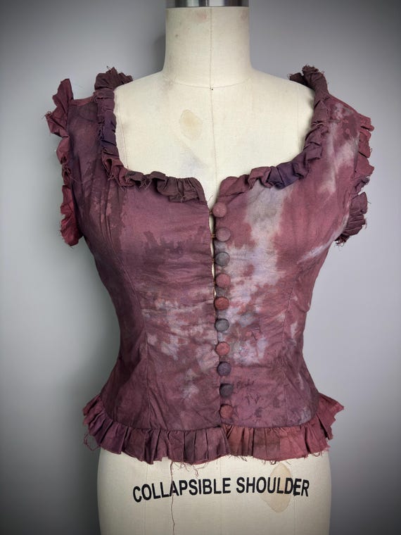 RagLuxe Red Bleached Civil War Button Front Top