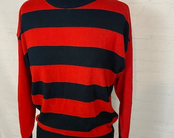 Vintage GITANO red & black Striped Sweater Large