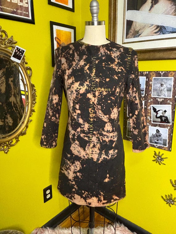 RagLuxe Black Bleached Stitched Zombie Dress