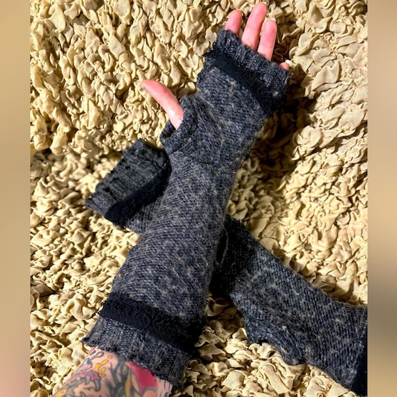 RagLuxe Distressed Arm Warmers Fingerless Gloves