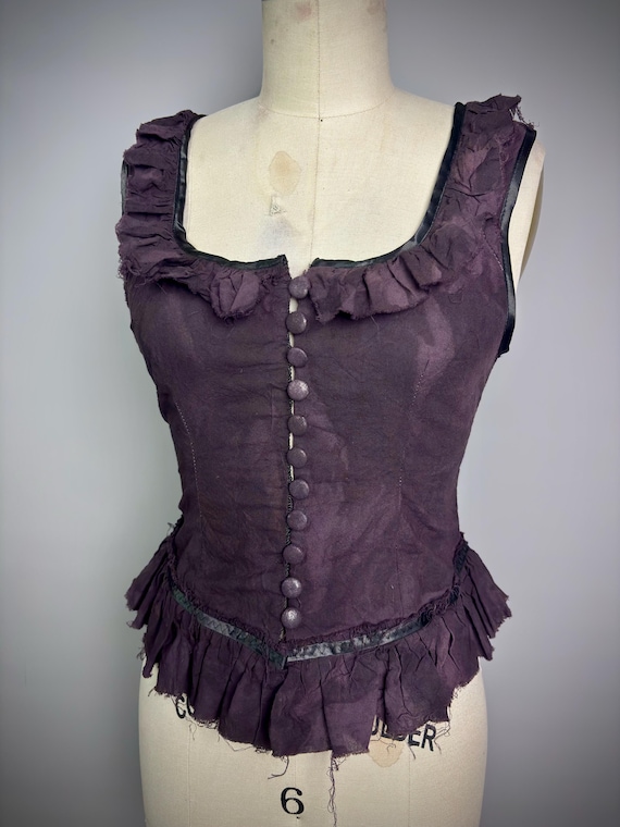 RagLuxe Grungy Plum Milkmaid Button Up Top