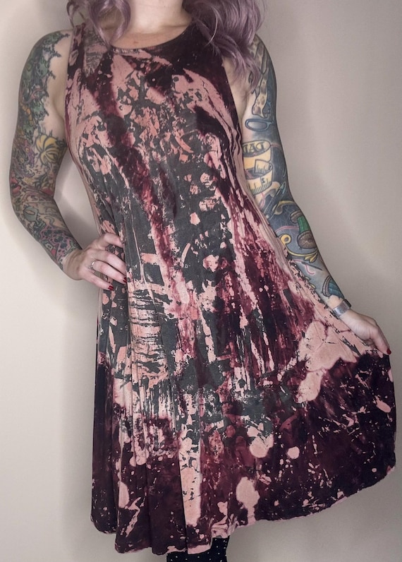 RagLuxe Black Bleached Distressed Print Knit Dress