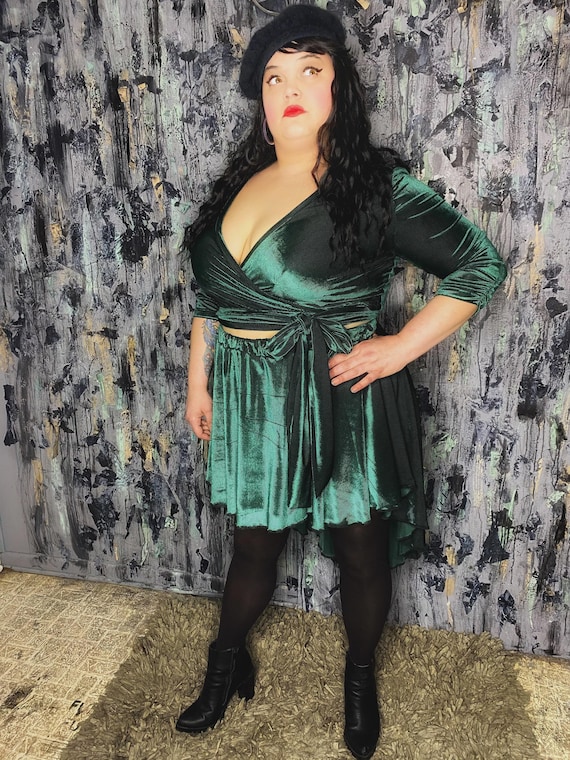 RagLuxe Emerald Ribbed Velveteen Wrap Set