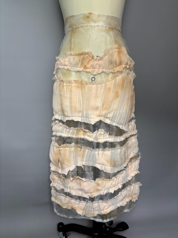 RagLuxe Sheer Organza Burnout Patchwork Midi Skirt