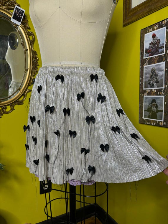 RagLuxe Metallic Pleated Tattered Bow Skirt